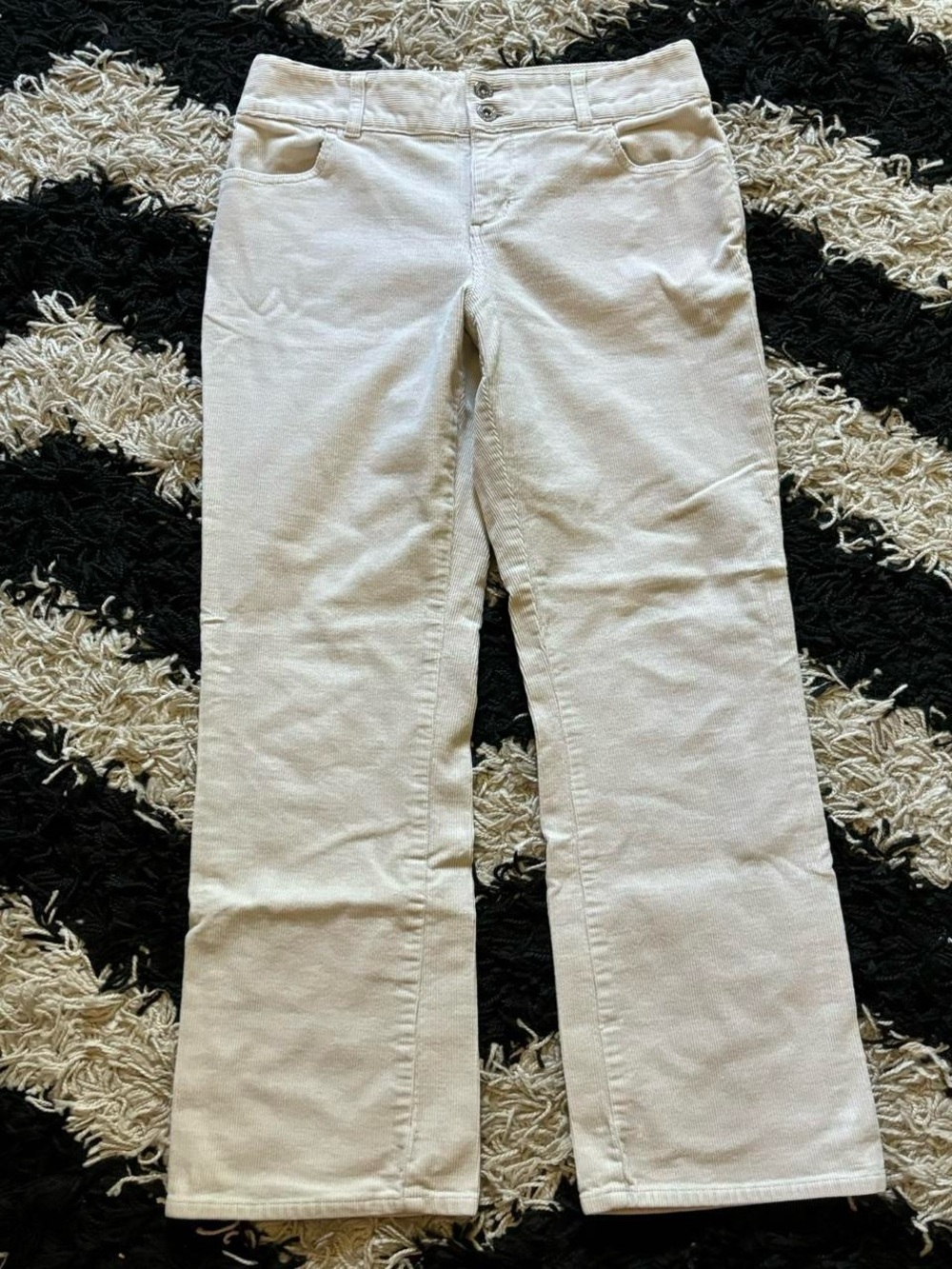 Sonoma Stretch Cream White Corduroy Mid Rise Pants Women’s Petite 8